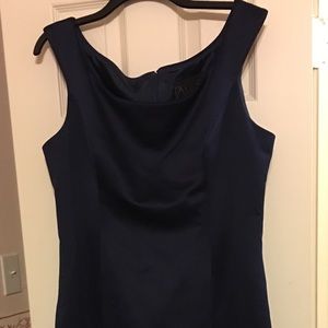 Navy blue button detailed evening gown